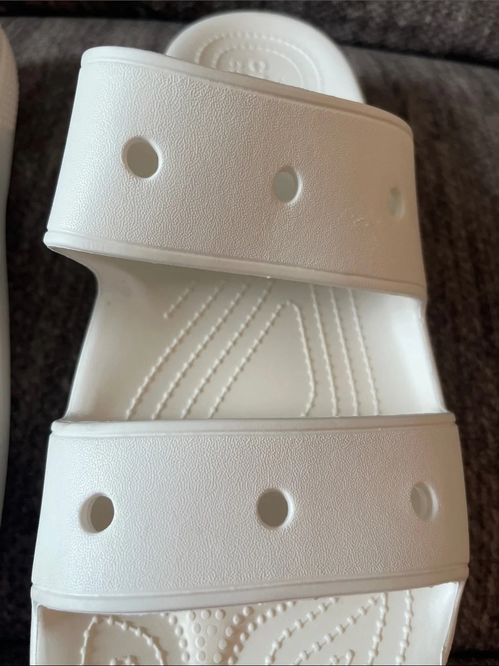 CROCS White Double-Band Slide Sandals Size 13 Men’s Iconic Comfort Excellent